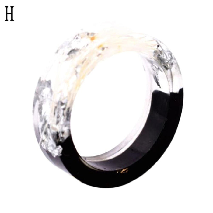 Handmade Luxury Natural Rings For Women and Men With Clear Wood Resin Ring Dried Flower Plant Decoration With Gold Paper Inside