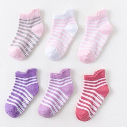 6 Pairs Baby Cotton Anti-slip Boat Low Cut Floor Socks For Boys And Girls Children's Sock