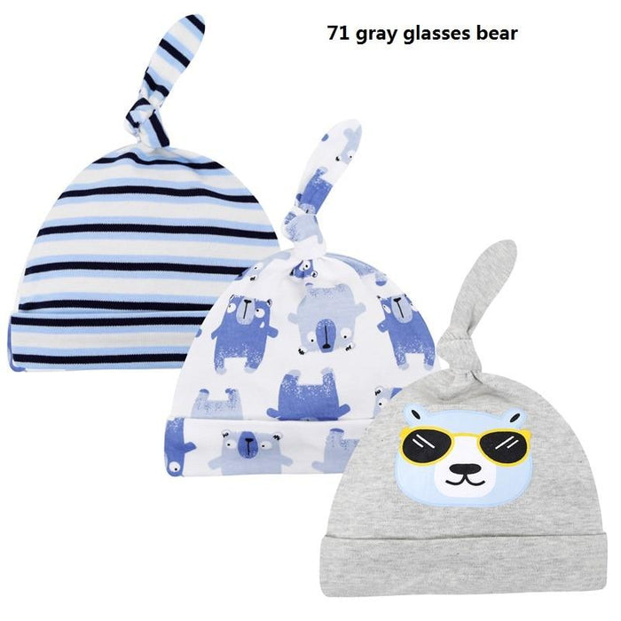 Printed Baby Hats & Caps For Newborn Baby Accessories In Elegant Modern Design Set Of 3PCS For Baby Kids