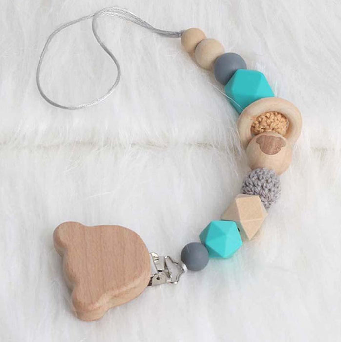 Modern Wood Pacifier Clip Chain Holder Nipples Pacifier Clips Pacifier Teether Teething Toy Cartoo Wooden Bracket For Pacifier For Kids