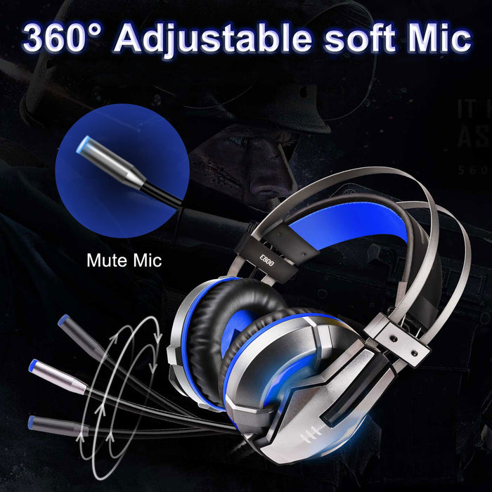 NEW Trend  Gaming Headset Gamer Ear Wired Headphones for Smartphone/PS4/PC/Xbox with Retractable Rotate Microphone and LED Light