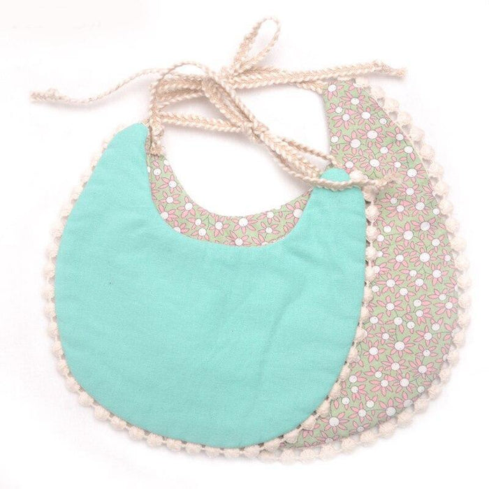 Double-deck Infant Baby Girl Boy Bib Kid Toddler Dinner Feeding Tassel Cotton Linen Burp Cloths