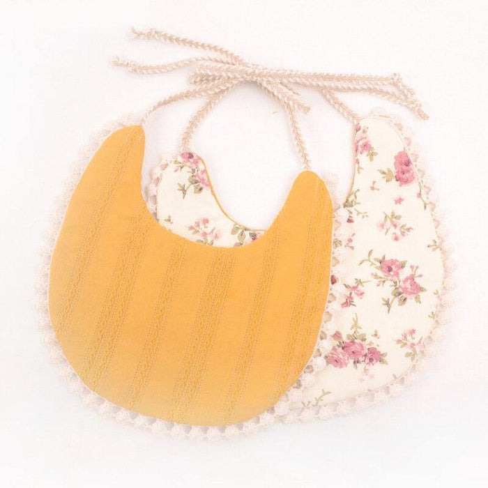 Double-deck Infant Baby Girl Boy Bib Kid Toddler Dinner Feeding Tassel Cotton Linen Burp Cloths