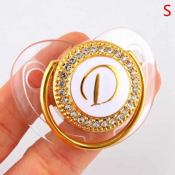 Modern Luxury Diamond Transparent Baby Pacifier Luxury Initials Letter D Bling Pacifier Rhinestone For Baby