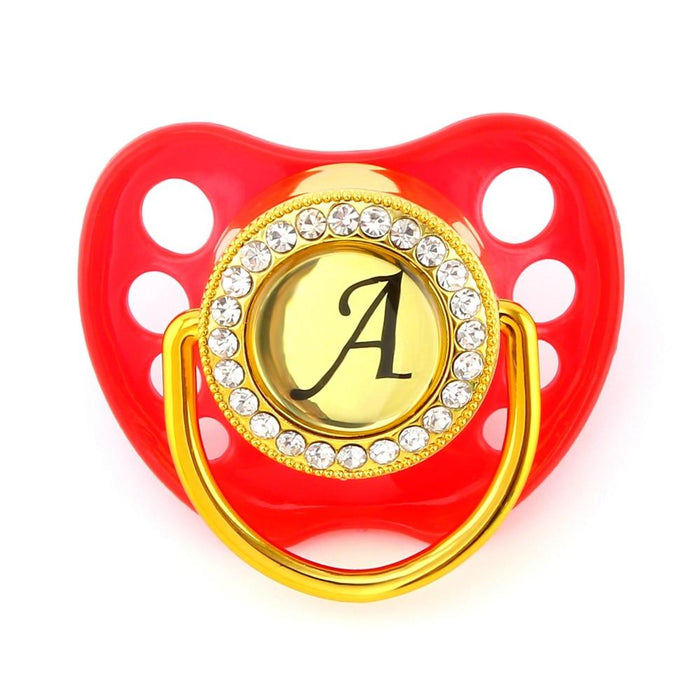 Modern Luxury Diamond Initials Letter Rhinestone Black Baby Pacifier/ Nipple For Baby Boys and Baby Girls Kids