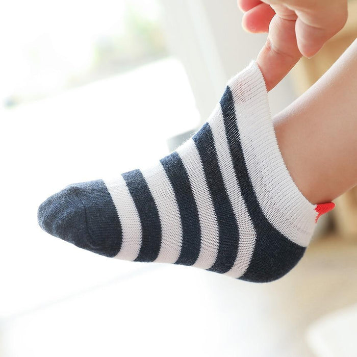 5 Pairs Cotton Mesh Cute Lovely Short Baby White Comfortable Sock With Red Heart For Girls And Boys