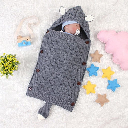 Stevvex Knitted Newborn Baby Blanket Baby Sleeping Bags Stroller Bedding Warm Swaddle Wrap