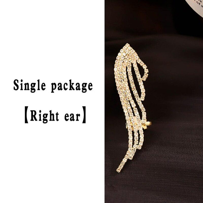 Luxury Elegant Crytal Angel wings Rhinestone Hanging Dangle Exaggerated Fashion Stud Earrings With Elegant Anti-allergy Design For Ladies and Women In New Trend Popular Style