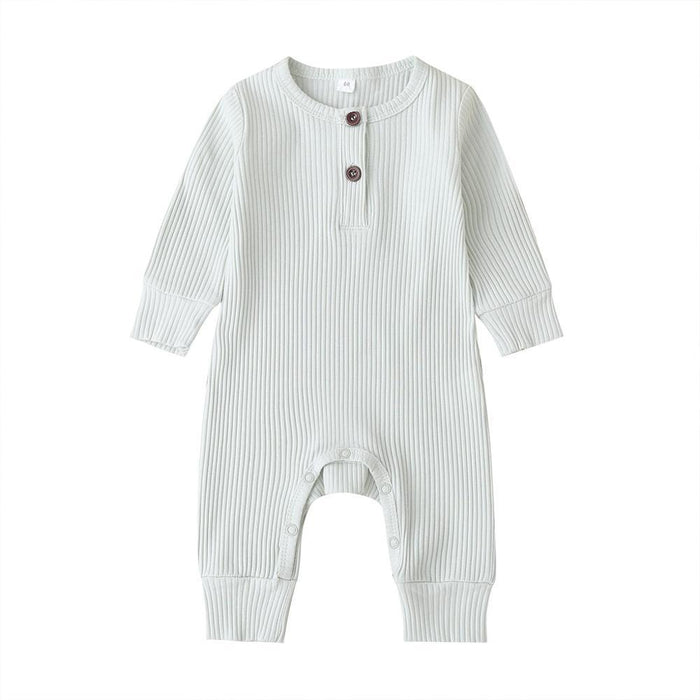 Infant Baby Boy Girl Cotton Romper Knitted Ribbed Jumpsuit Solid Clothes Warm Outfit For Kids