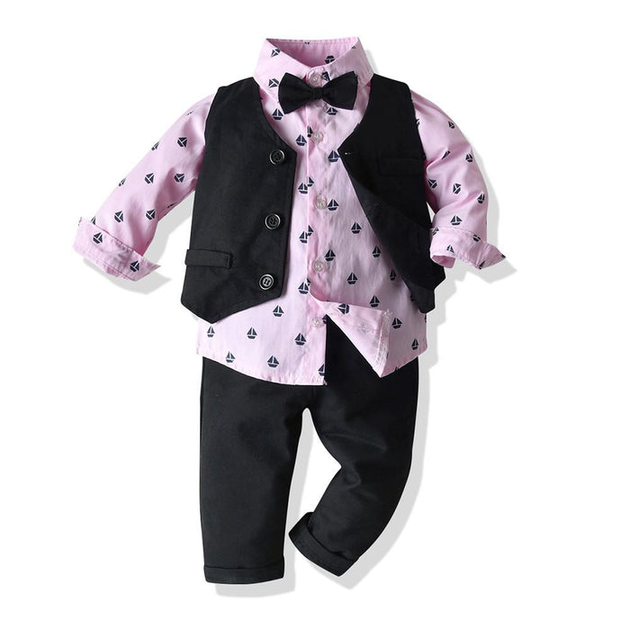 Luxury Modern Outfit Autumn Fashion Baby Boys Gentleman Bow Tie Rompers Pants Suit Baby Set For Celebrations