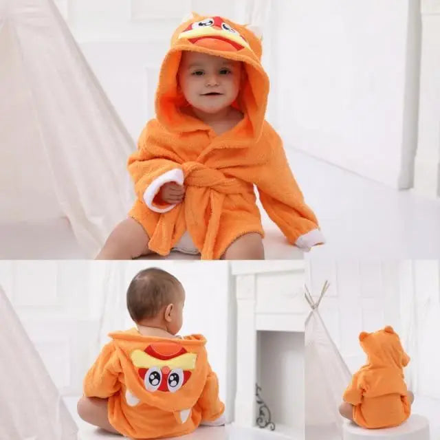 Baby Cute Mini Cartoon Bathrobes Soft Comfortable Bathrobe Warm Bath Towel For Babies Infants Beach Indoor Towel