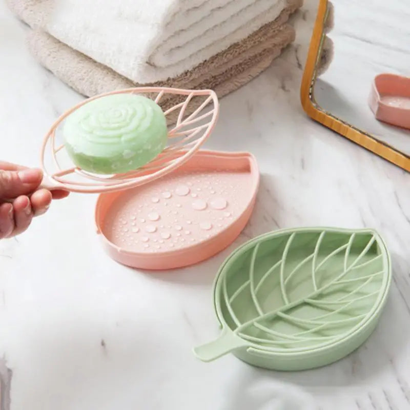 Bathroom Accessories Dish Plate Case Home Shower Leaf Shape Holder Container Soap Box Plastic Soap Box Dispenser Soap