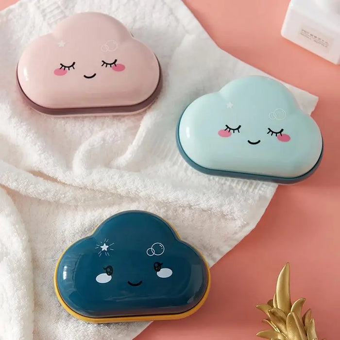 Bathroom Soap Dish Box Cute Cartoon Clouds Soap Holder Home Shower Travel Container Soap Tray Drainer Box Bathroom