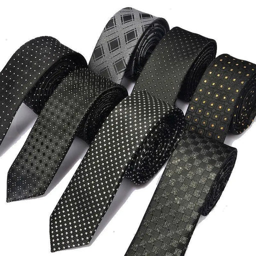 Black Business Dots Printed Polyester Men Necktie Slim Tie Formal Skinny Elegant Office Necktie For Men - STIL6666HGHUO