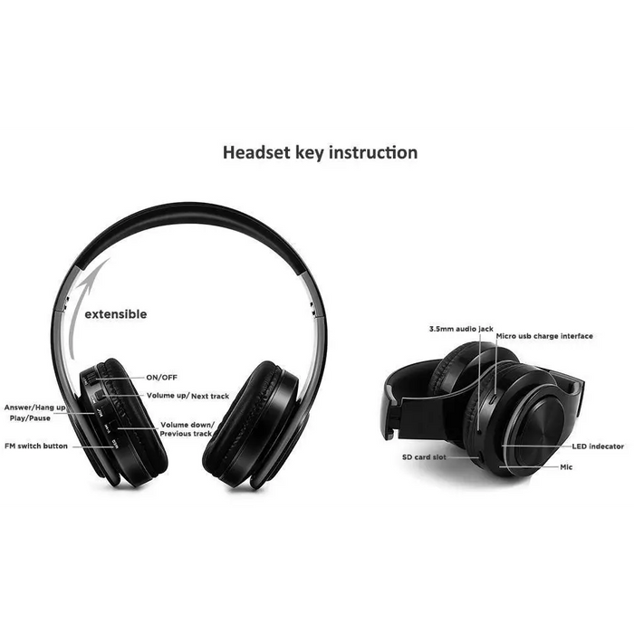 Bluetooth Foldable Earphone Unique Wireless Stereo Headphones Sport Earphone With Microphone Modern Music Headphones