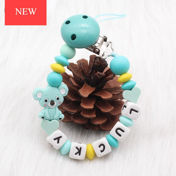 Modern Handmade Personalized Name Baby Pacifier Clips Silicone Pacifier Chain Wood Pacifier Holders For Pacifier For Baby Kids