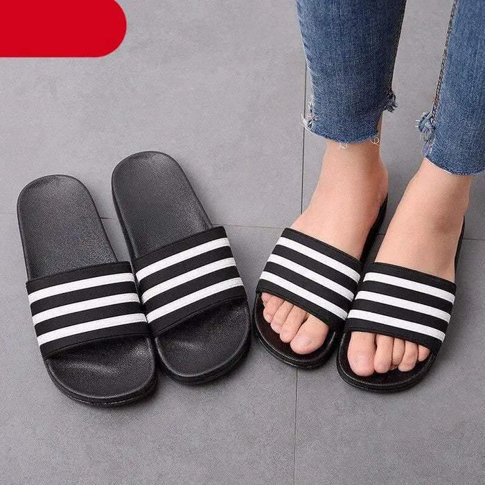 Casual Summer Modern Design Men Slippers Soft Black White Stripes Pattern Flip Flops Casual Summer Outdoor Slides