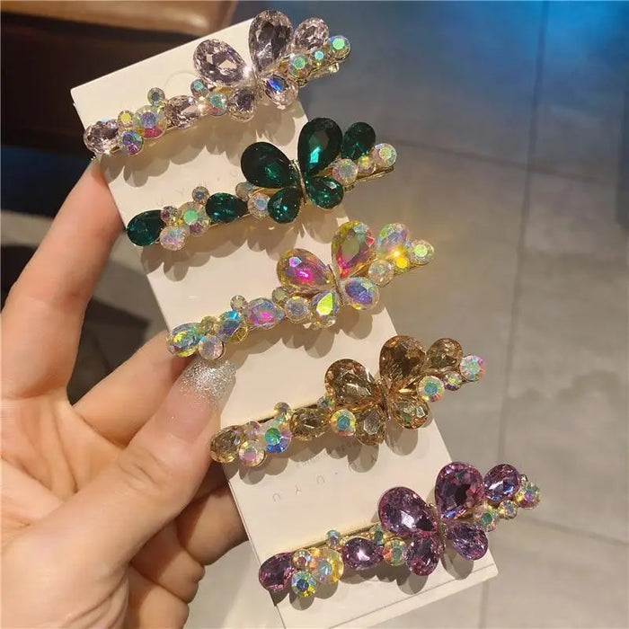 Charming Shiny Colorful Crystal Pearl Hair Clips For Women Rhinestone Hair Decorative Fancy Elegant Jewelry Hair