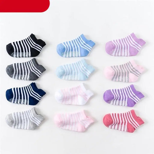 Children Cotton 6 Pairs/Set Anti - slip Socks For Boys Girl Rubber Kid Floor Sock With Grips For To 6 Years Kids