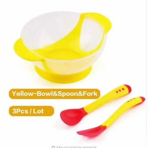 Children's Tableware Baby Learning Dishes With Suction Cup Assist Food Bowl Temperature Sensing Spoon Baby Feeding Bowl - STEVVEX Baby - Baby, baby fork, Baby spoon, Children's Tableware, Christmas gifts, Feeding Bowl for baby, Feeding Fork, Flexible Fork for babies, Food Bowl for baby, Fork, Fork for baby, Infant Feeding Spoon for baby, Infant Food Feeding Spoon Fork, Learning Dishes, learning dishes for baby, new year gifts, Spoon set - Stevvex.com