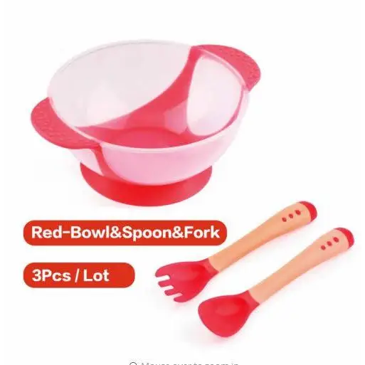 Children's Tableware Baby Learning Dishes With Suction Cup Assist Food Bowl Temperature Sensing Spoon Baby Feeding Bowl - STEVVEX Baby - Baby, baby fork, Baby spoon, Children's Tableware, Christmas gifts, Feeding Bowl for baby, Feeding Fork, Flexible Fork for babies, Food Bowl for baby, Fork, Fork for baby, Infant Feeding Spoon for baby, Infant Food Feeding Spoon Fork, Learning Dishes, learning dishes for baby, new year gifts, Spoon set - Stevvex.com