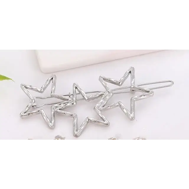 Classic Geometric Alloy Moon Circle Star Shaped Metal Women Hair Clips Trendy Various Shapes Hair Clip For Girl Cute