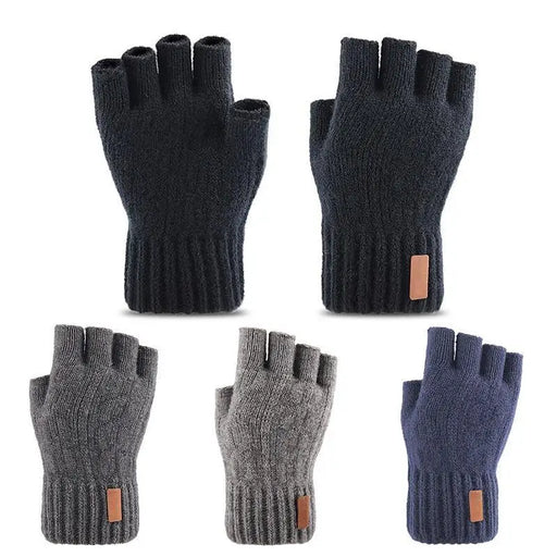 Classic Knitted Fingerless Winter Unisex Outdoor Gloves For Men Women Retro Soft Unisex Stretch Elastic Warm Half Finger Cycling Gloves - STEVVEX Fashion - 717, comfortable gloves, cute gloves, cycling gloves, Fingerless Gloves, gloves, gloves for winter, half finger gloves, knitted gloves, outdoor gloves, retro gloves, soft gloves, stretchable gloves, thick gloves, unisex gloves, vintage gloves, warm gloves, winter gloves - Stevvex.com