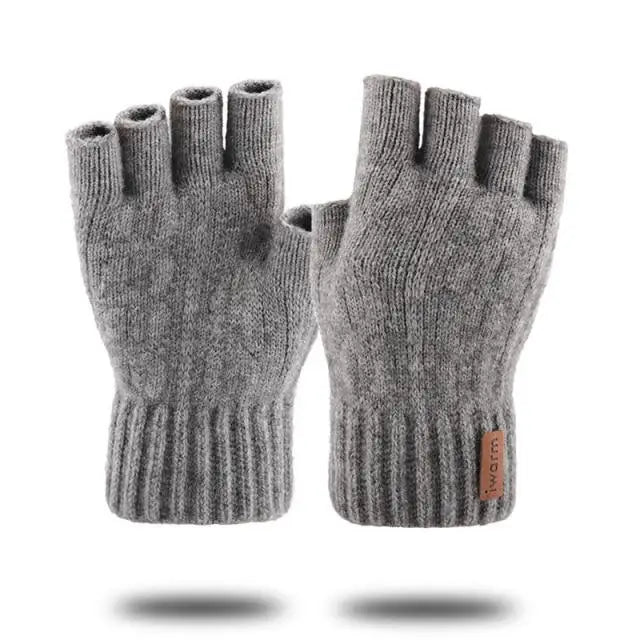 Classic Knitted Fingerless Winter Unisex Outdoor Gloves For Men Women Retro Soft Unisex Stretch Elastic Warm Half Finger Cycling Gloves - STEVVEX Fashion - 717, comfortable gloves, cute gloves, cycling gloves, Fingerless Gloves, gloves, gloves for winter, half finger gloves, knitted gloves, outdoor gloves, retro gloves, soft gloves, stretchable gloves, thick gloves, unisex gloves, vintage gloves, warm gloves, winter gloves - Stevvex.com