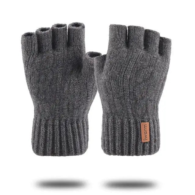 Classic Knitted Fingerless Winter Unisex Outdoor Gloves For Men Women Retro Soft Unisex Stretch Elastic Warm Half Finger Cycling Gloves - STEVVEX Fashion - 717, comfortable gloves, cute gloves, cycling gloves, Fingerless Gloves, gloves, gloves for winter, half finger gloves, knitted gloves, outdoor gloves, retro gloves, soft gloves, stretchable gloves, thick gloves, unisex gloves, vintage gloves, warm gloves, winter gloves - Stevvex.com