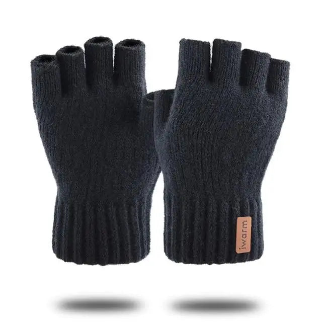 Classic Knitted Fingerless Winter Unisex Outdoor Gloves For Men Women Retro Soft Unisex Stretch Elastic Warm Half Finger Cycling Gloves - STEVVEX Fashion - 717, comfortable gloves, cute gloves, cycling gloves, Fingerless Gloves, gloves, gloves for winter, half finger gloves, knitted gloves, outdoor gloves, retro gloves, soft gloves, stretchable gloves, thick gloves, unisex gloves, vintage gloves, warm gloves, winter gloves - Stevvex.com