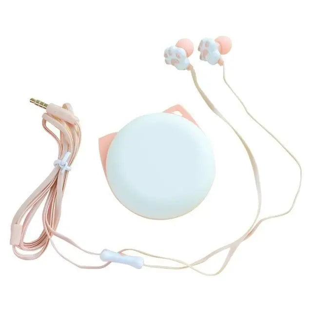 Colorful Cartoon Cute Cat Claw Earphones 3.5mm Jack Wired Simple Earphone Storage Modern Case Stereo in - Ear Headphone