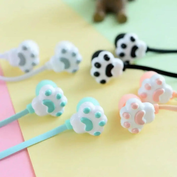 Colorful Cartoon Cute Cat Claw Earphones 3.5mm Jack Wired Simple Earphone Storage Modern Case Stereo in - Ear Headphone