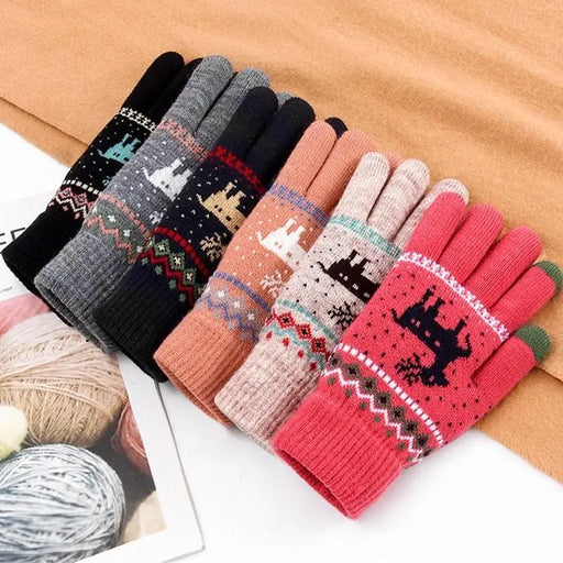 Colorful Christmas Deer Printed Warm Autumn Winter Comfortable Gloves For Men Women Cute Unisex Stylish Design Soft Full Finger Gloves - STEVVEX Fashion - 717, animal theme gloves, autumn gloves, christmas deer gloves, christmas gloves, classic colorful gloves, comfortable gloves, cute gloves, full finger gloves, gloves, gloves for autumn, gloves for men women, gloves for winter, soft gloves, thick gloves, unisex gloves, warm gloves, windproof gloves, winter gloves - Stevvex.com