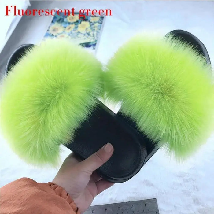 Cute Fluffy Ladies Indoor Warm Slippers Furry Luxury Flip Flops Women’s Fashion Flat Soft Flip Flops - STIL8478WOIEK