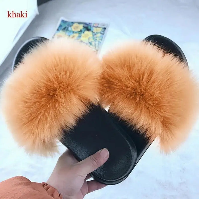 Cute Fluffy Ladies Indoor Warm Slippers Furry Luxury Flip Flops Women’s Fashion Flat Soft Flip Flops - STIL8478WOIEK