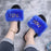 Cute Fluffy Ladies Indoor Warm Slippers Furry Luxury Flip Flops Women’s Fashion Flat Soft Flip Flops - Royal blue