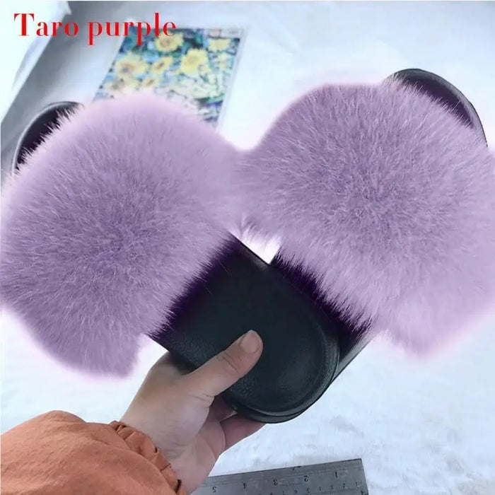 Cute Fluffy Ladies Indoor Warm Slippers Furry Luxury Flip Flops Women’s Fashion Flat Soft Flip Flops - STIL8478WOIEK