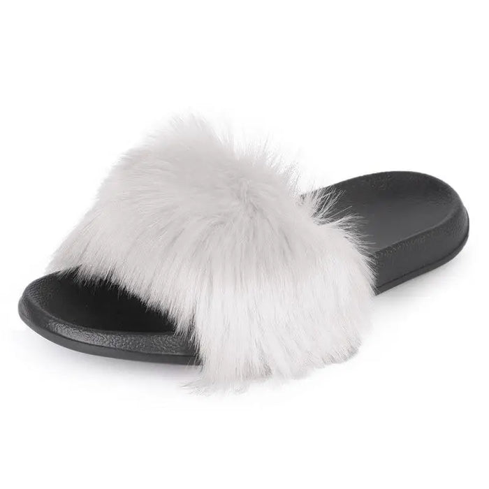 Cute Fluffy Ladies Indoor Warm Slippers Furry Luxury Flip Flops Women’s Fashion Flat Soft Flip Flops - STIL8478WOIEK