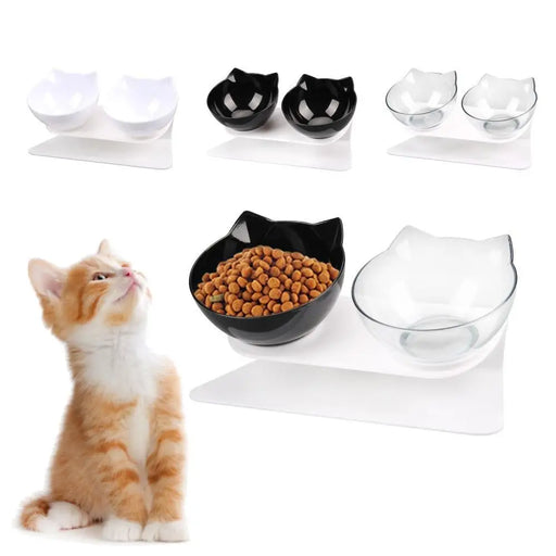 Double Transparent Non - slip Food Bowl With Protection For Cats Modern Kitten Food Bowl Pet Accessories - STIL6789TKBNC