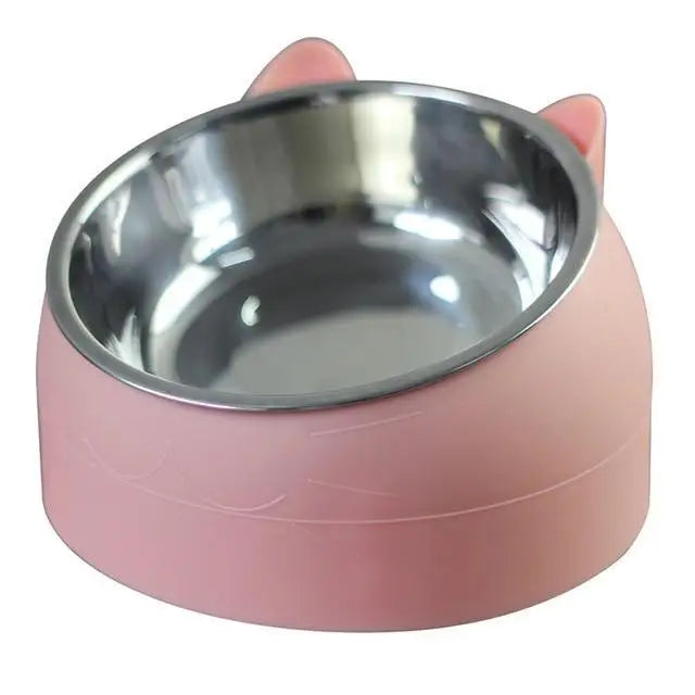 Durable Stainless Steel Cat Small Pet Bowl Easy Clean Cute Cat Feeding Bowls Drinking Water Feeder Tilt Dish For Pets