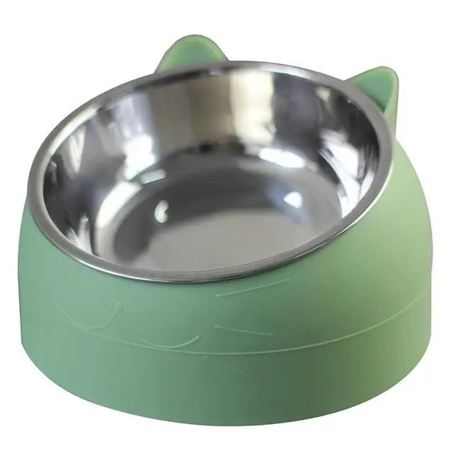 Durable Stainless Steel Cat Small Pet Bowl Easy Clean Cute Cat Feeding Bowls Drinking Water Feeder Tilt Dish For Pets