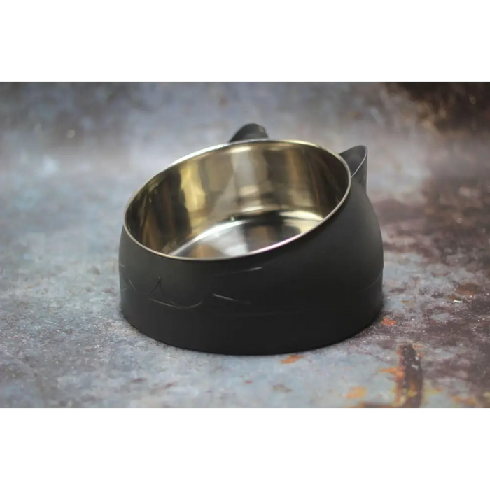 Durable Stainless Steel Cat Small Pet Bowl Easy Clean Cute Cat Feeding Bowls Drinking Water Feeder Tilt Dish For Pets