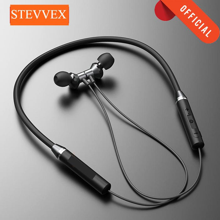 STEVVEX Earphone Bluetooth5.0 Wireless Headset Magnetic Neckband Earphones IPX5 Waterproof Sport Earbud with Noise Cancelling Mic