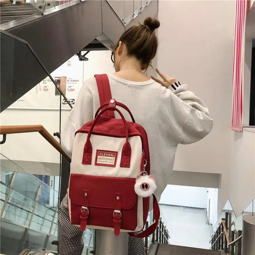 Elegant Nylon Candy Color Waterproof School Bags for Teenagers Girls And Women Nice Patchwork On Backpack For Female