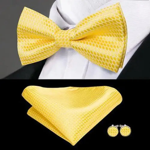 Elegant Silk Butterfly Business Bow Tie Pocket Square Cufflinks Set For Men Formal Wedding Bowtie Set For Office - 10