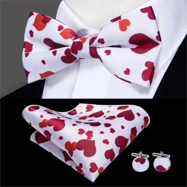 Elegant Silk Butterfly Business Bow Tie Pocket Square Cufflinks Set For Men Formal Wedding Bowtie Set For Office - 3