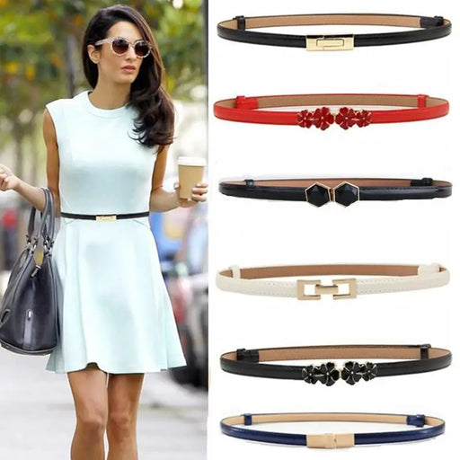 Elegant Thin Adjustable Belt PU Leather One Size Buckle Women Waistbands New Design Multiple Colors Belts For Women