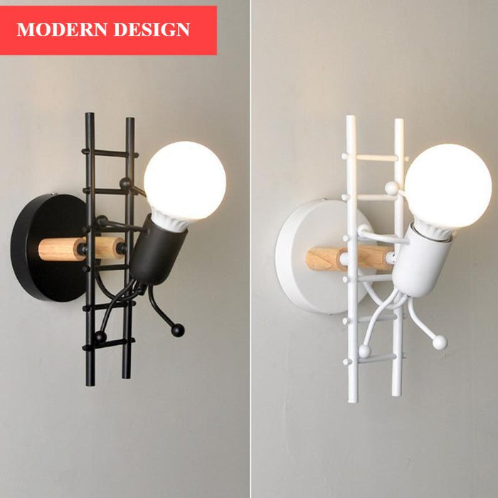 Modern Retro Cartoon Doll Sconce Lamp for Kids Baby Room Modern Nordic Luminaire Home Lighting Decoration WALL Sconce Child Climbing Ladder Lamp Descoration