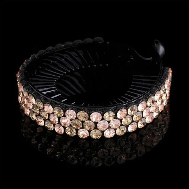 Fashion Charming Rhinestone Flower Shiny Ponytail Holder Large/Medium Twist Bun Women Hair Grips Claw Luxury Flower