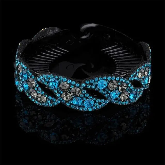 Fashion Charming Rhinestone Flower Shiny Ponytail Holder Large/Medium Twist Bun Women Hair Grips Claw Luxury Flower